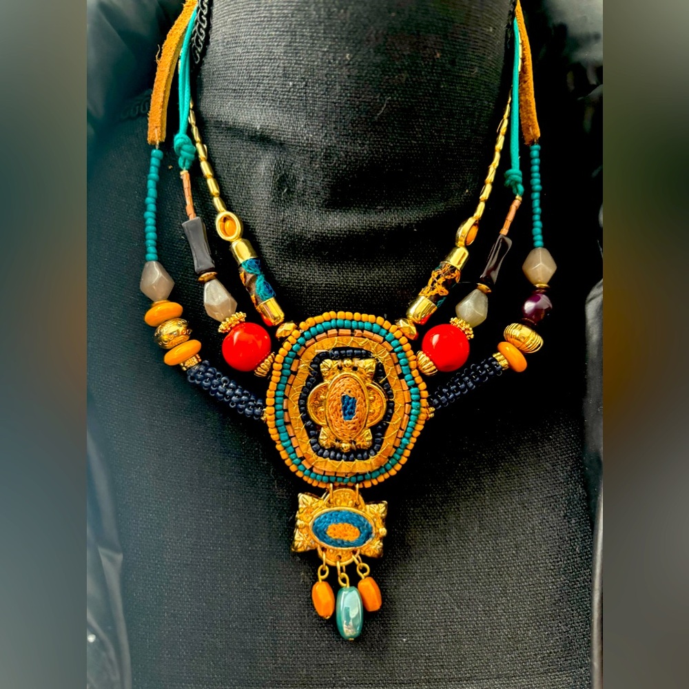 Pier 1 imports- Bohemian Necklace- Multi-color-Great Condition.